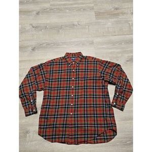 Ralph Lauren Blake Men's‎ Red Plaid Flannel Button Up w/Blue Polo Pony Size XL
